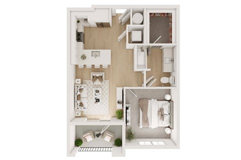 Floor plan for 1 bed, 1 bath, 650 sqft